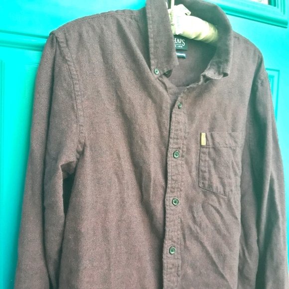 Chaps Flannel Shirt Mens Long Sleeve Solid Color M - Picture 11 of 13